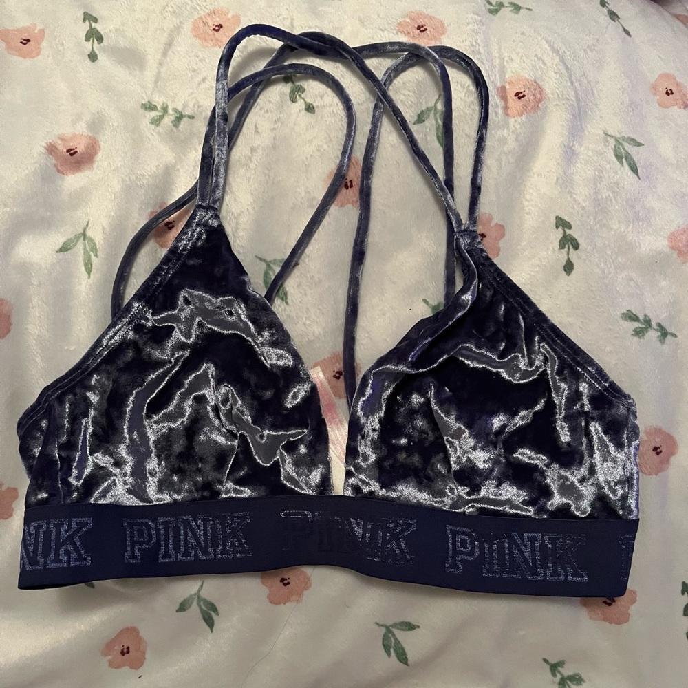 Victoria’s Secret pink blue velvet bralette medium